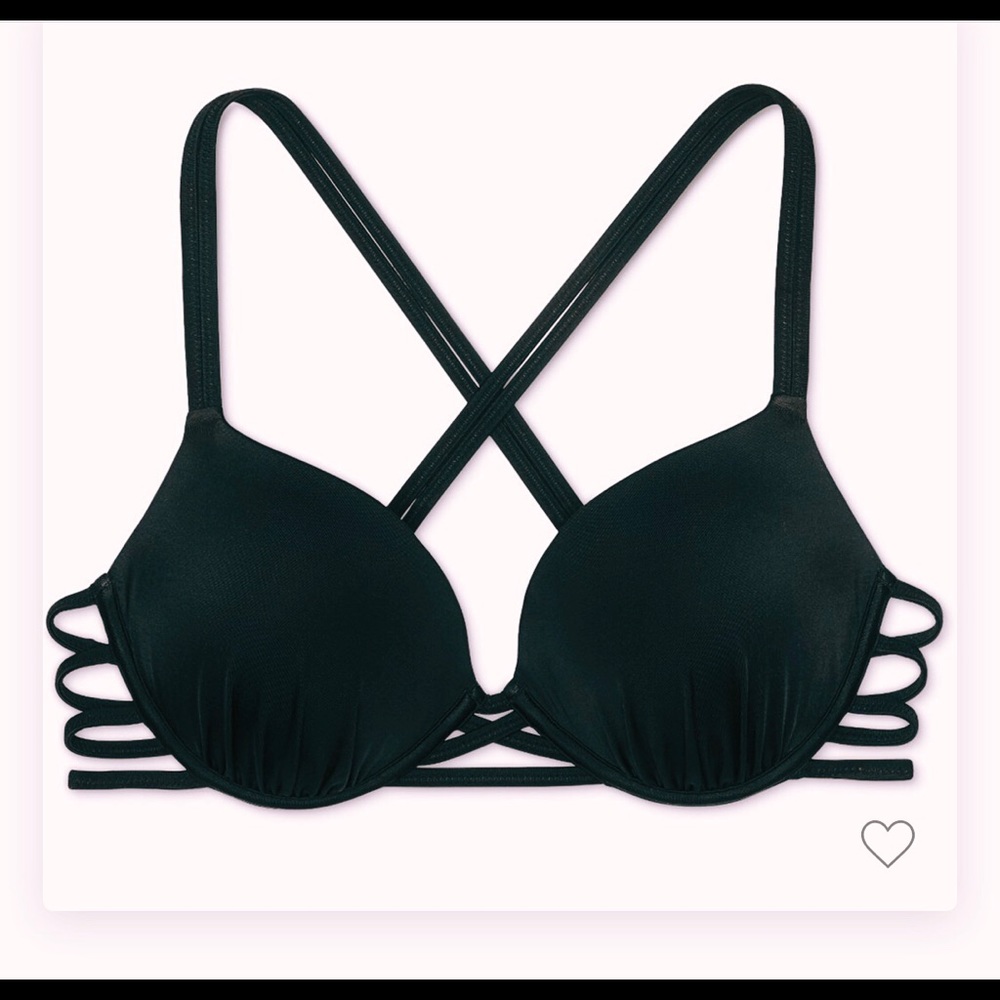 BLACK Strappy Cross Back Push-up Bikini Top